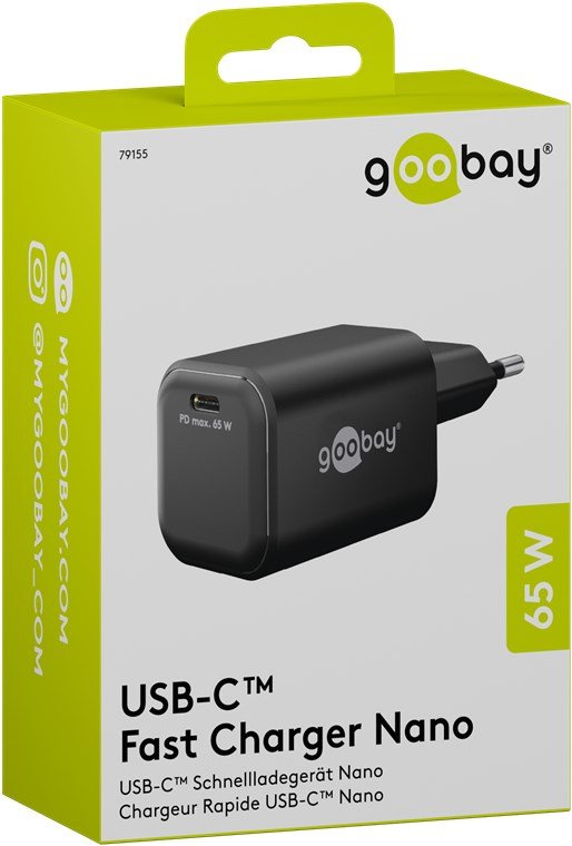 Goobay Usb-C Pd Gan Schnelladegerät Nano 65 W (Negro) 79155