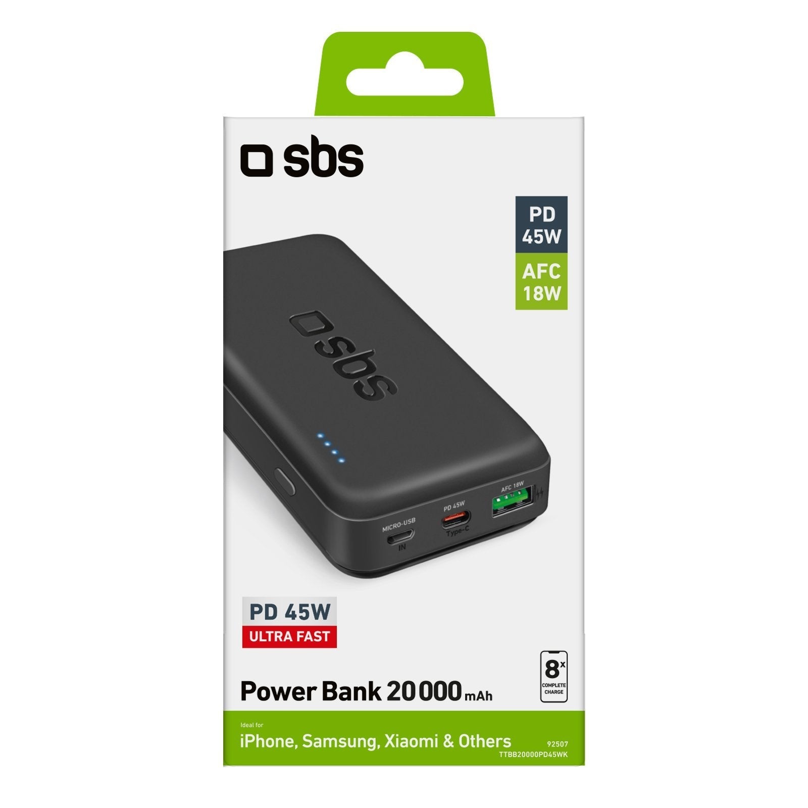 Sbs Ttbb20000pd45wk Batería Externa 20000 Mah Negro