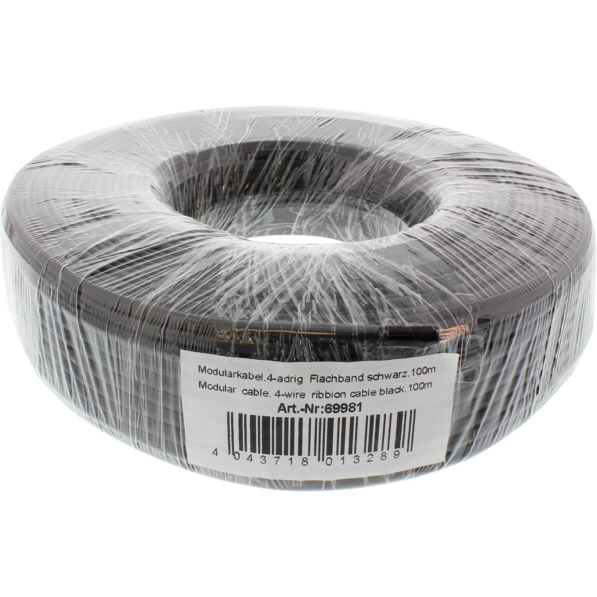 Cable Modular Inline Cable Plano De 4 Hilos Negro 100 M