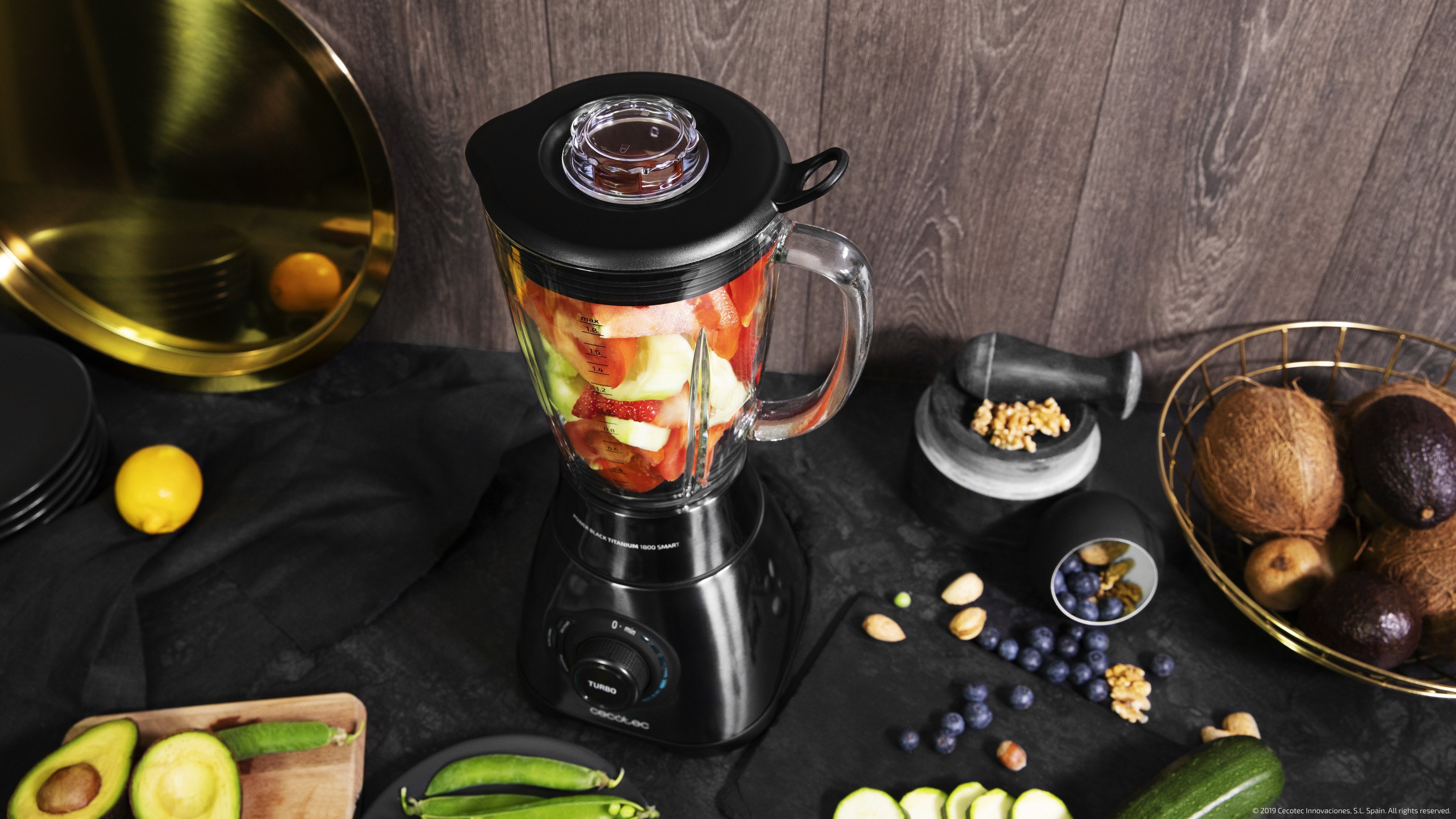 Batidora De Vaso Power Black Titanium 1800 Smart 1800w 9 Velocidades Capacidad 1.8l