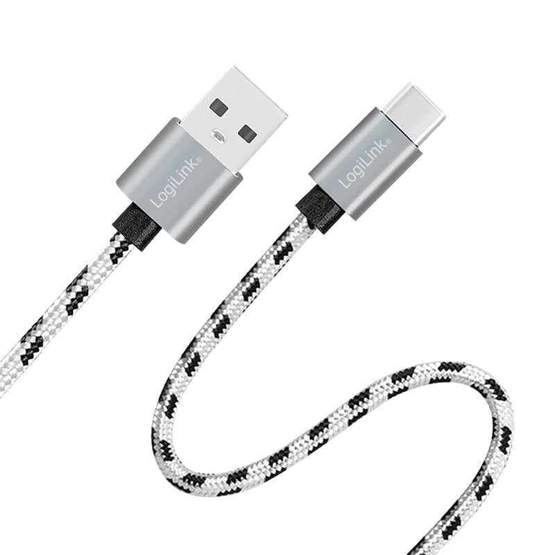 Usb 2.0 Type-C 3-Pack Cable Set, C M To A M, Alu, Nylon, Blanco Negro