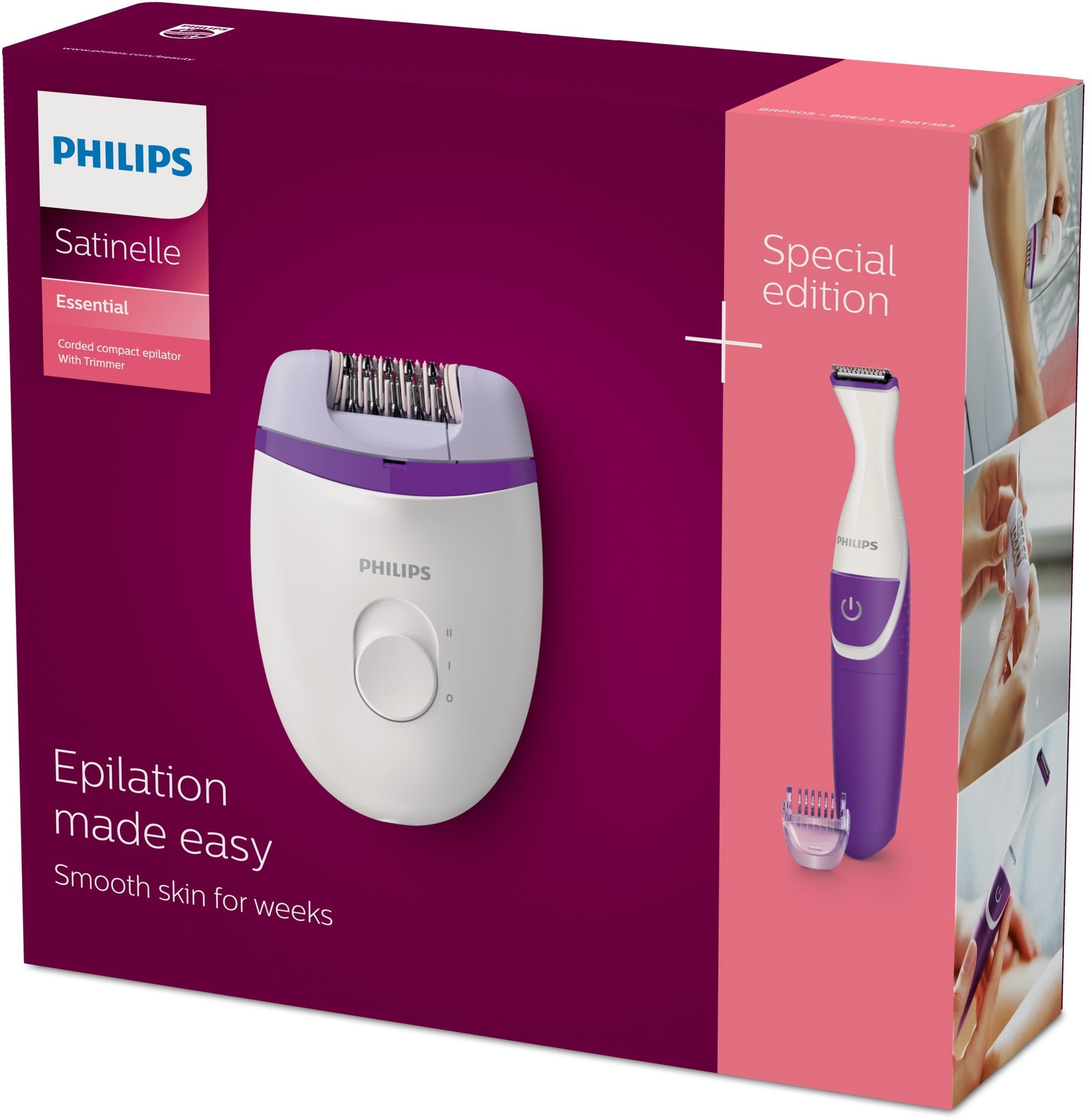 Depiladora Silk-Epil Philips Brp505/00+Perfilador Min 3mm/Lavable/Mojado/Seco/2 Ajustes/Perfilador Brp505/00