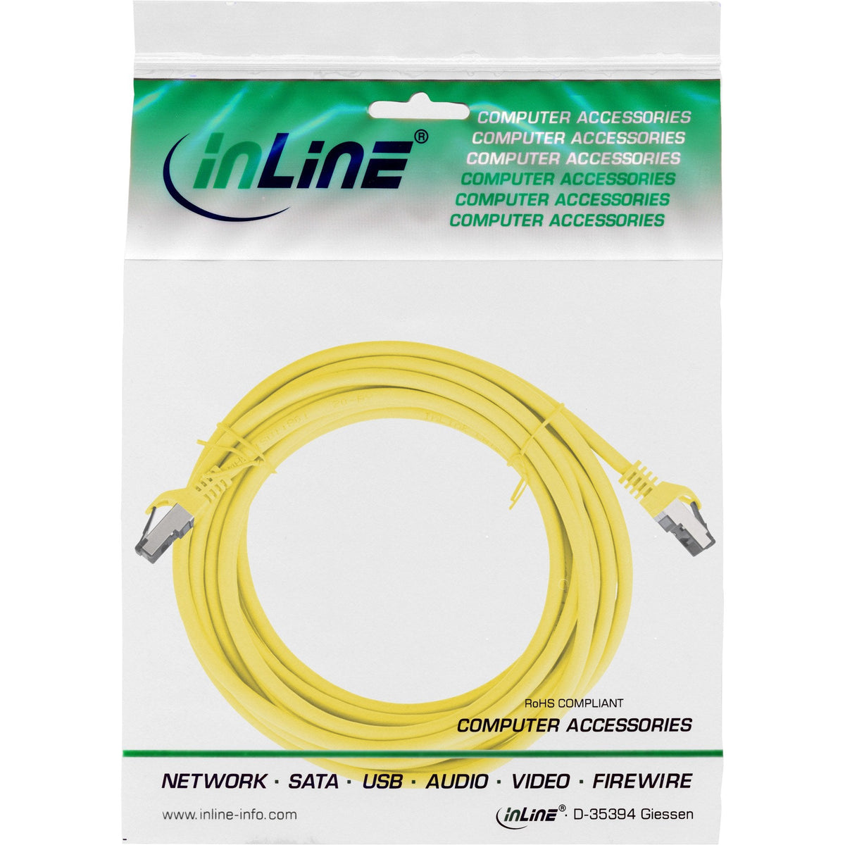 Cable De Red Inline S/Ftp Pimf Cat.8.1 Libre De Halógenos 2000mhz Amarillo 5m