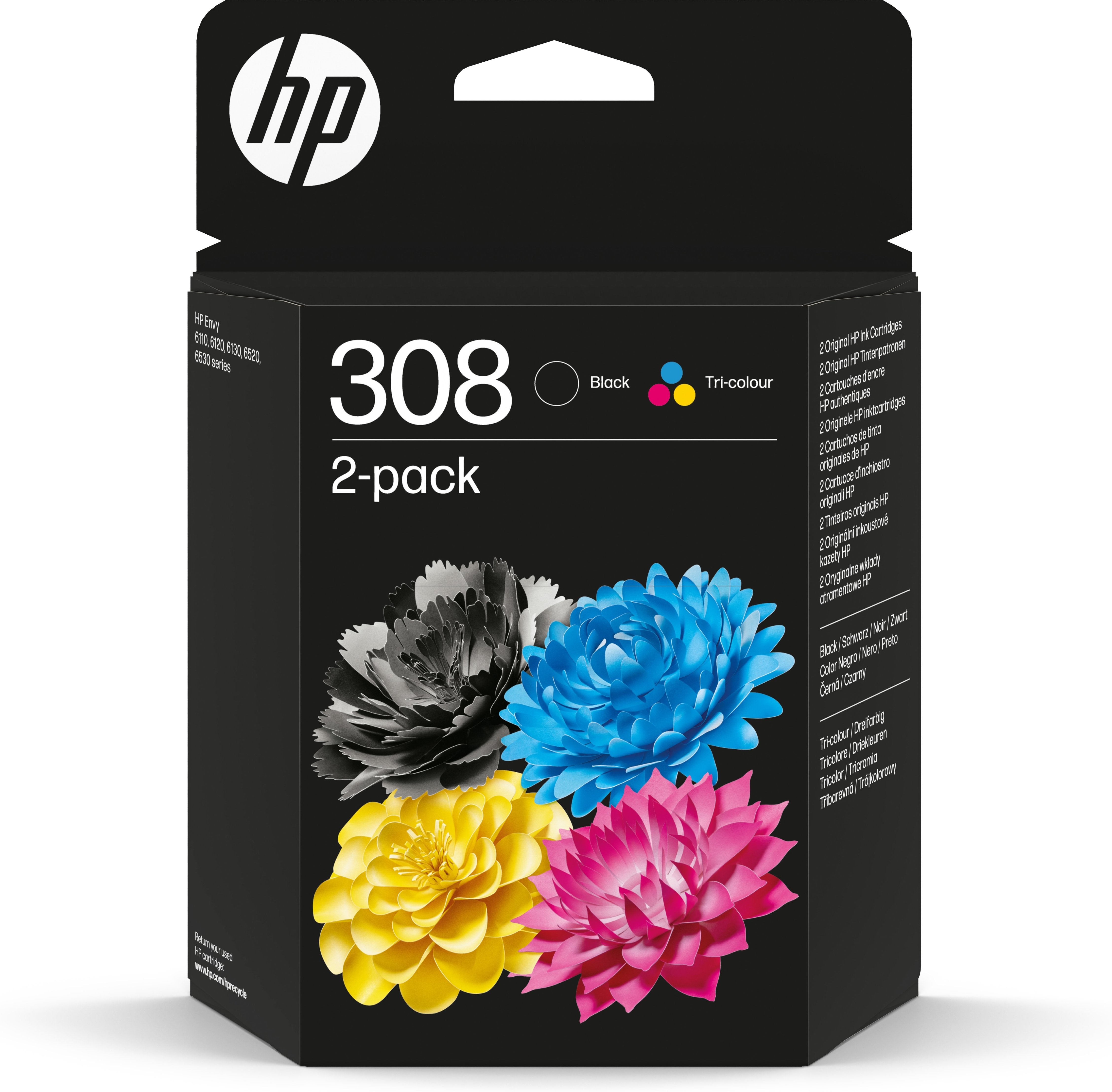Tinta Hp Multipack Negro / Varios Colores 6l6s6ue 308  280 Copias Paquete De 2 Cartuchos De Tinta Hp 308 Negra/Tricolor