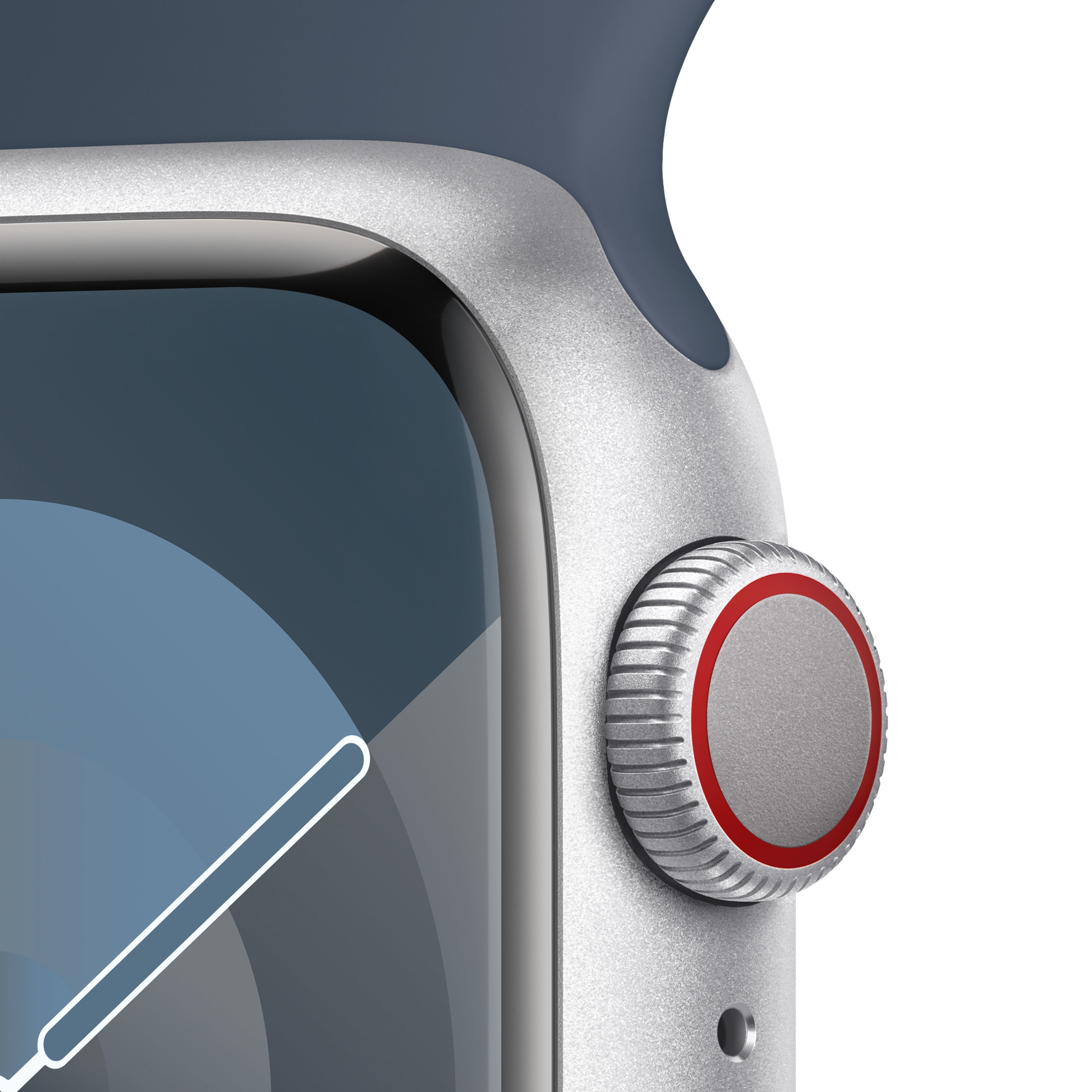 Apple Watch Series 9 Gps Cellular 41mm Caja De Aluminio Plata Correa Deportiva Azul Tempestad S M