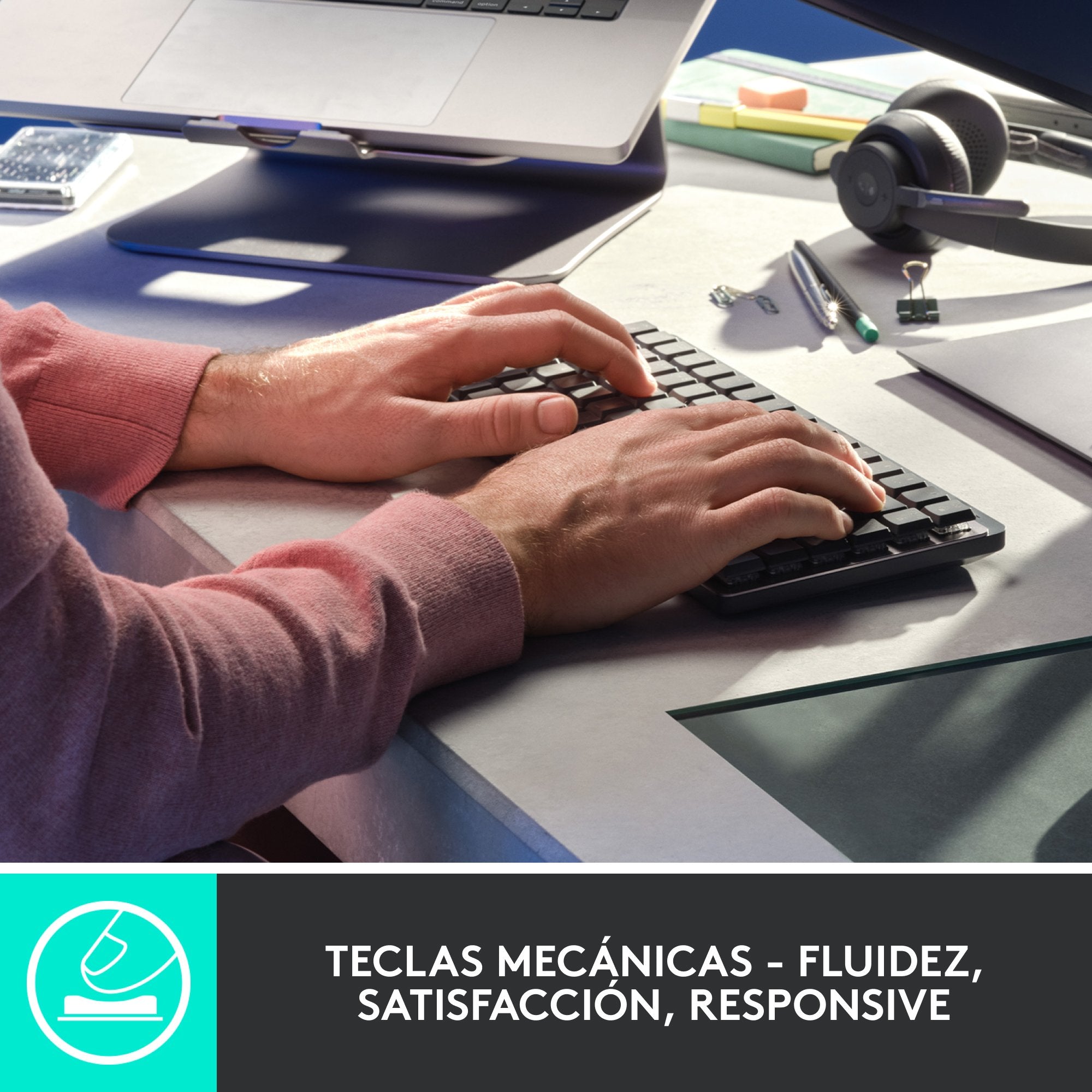 Logitech Mx Mini Mechanical Teclado Rf Wireless + Bluetooth Qwerty Internacional De Ee.Uu. Grafito, Gris