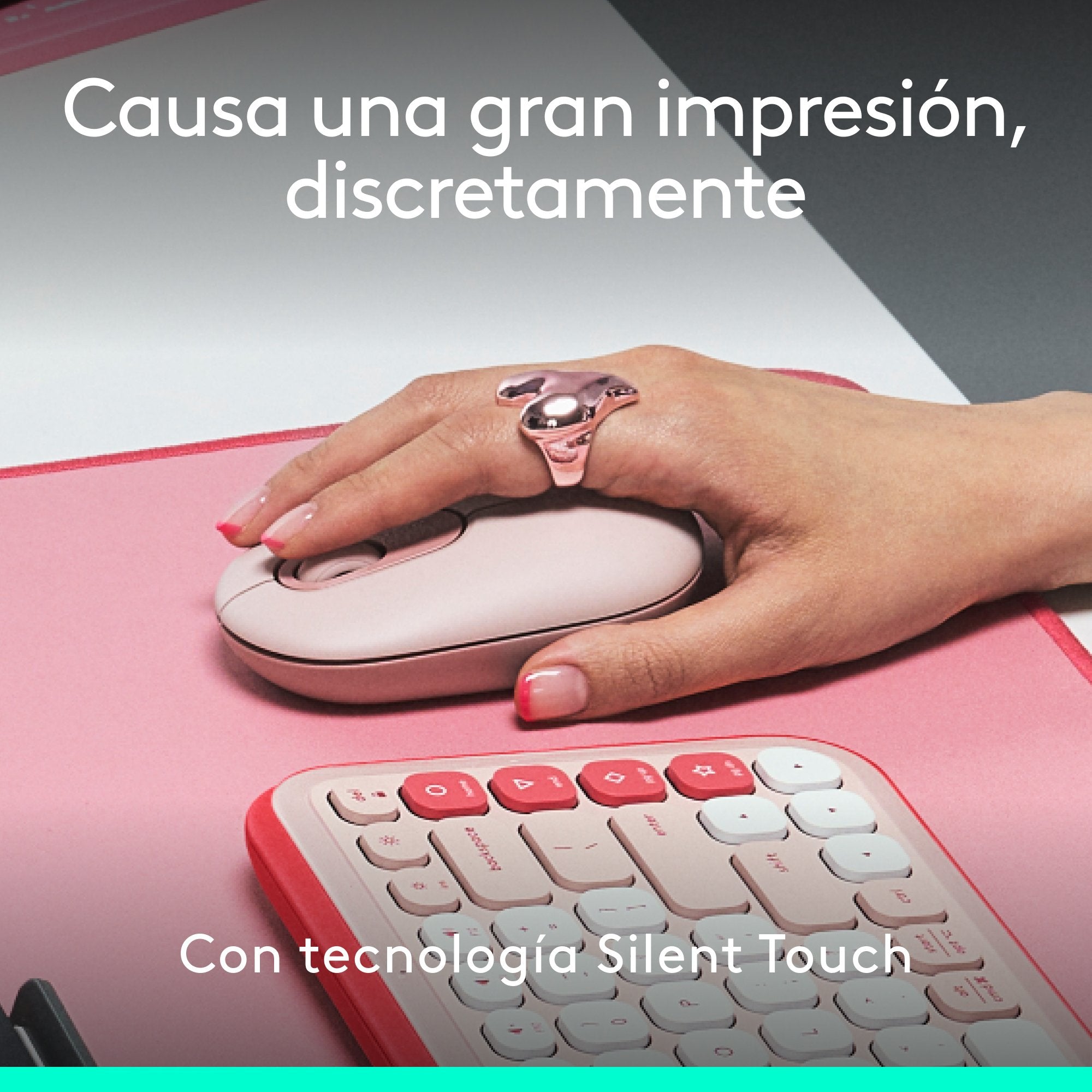 Logitech Pop Mouse, Ratón Inalámbrico Bluetooth Rosa