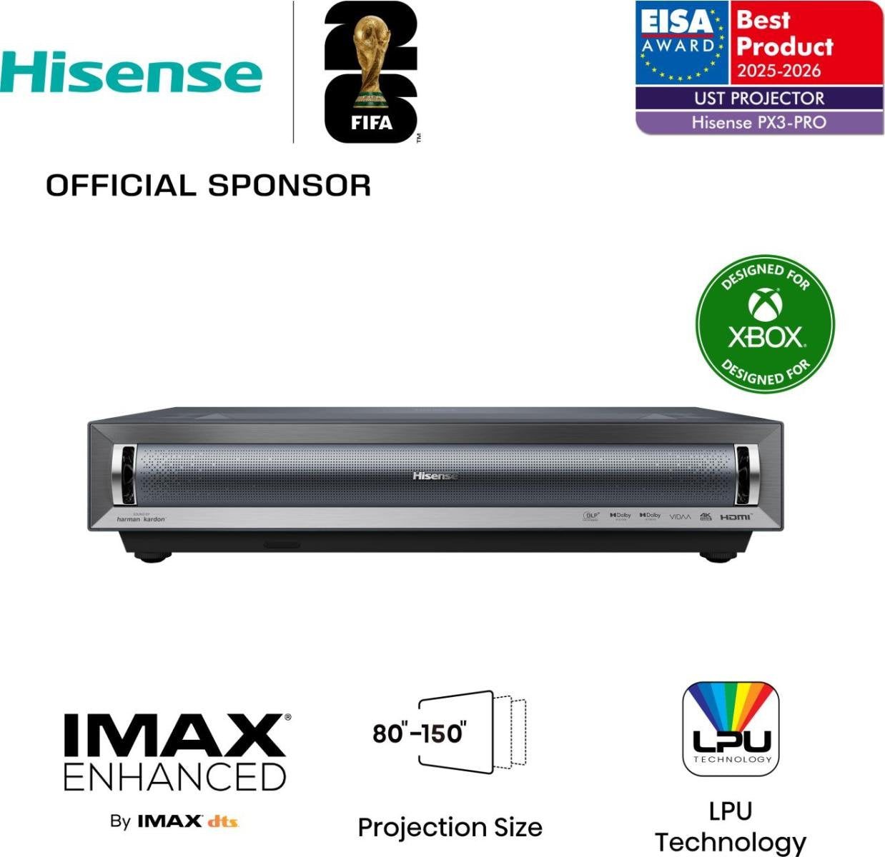 EAN 6942351408262 - Hisense PX3-PRO Proyector de alcance ultracorto 2700 lúmenes ANSI DLP UHD 4K (3840x2160) Negro, Gris Oscu imagen 1