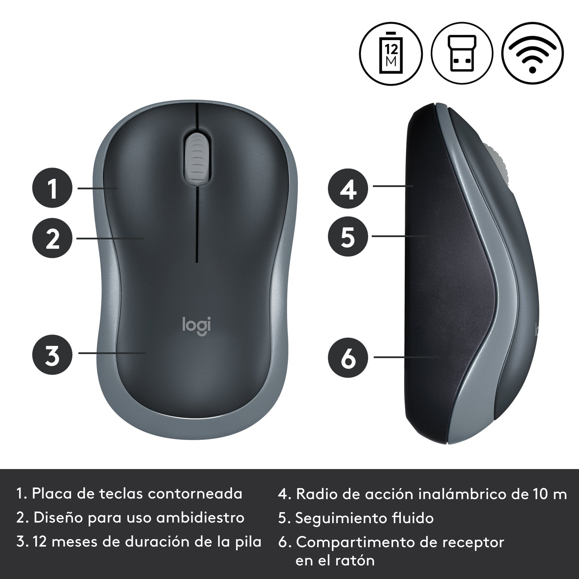 EAN 5099206027282 - Logitech 910-002238 ratón Oficina Ambidextro RF inalámbrico Óptico 1000 DPI imagen 9