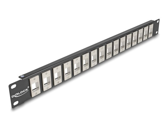 Delock 66758 19 Keystone Patchpanel 16 Port 1 He Negro
