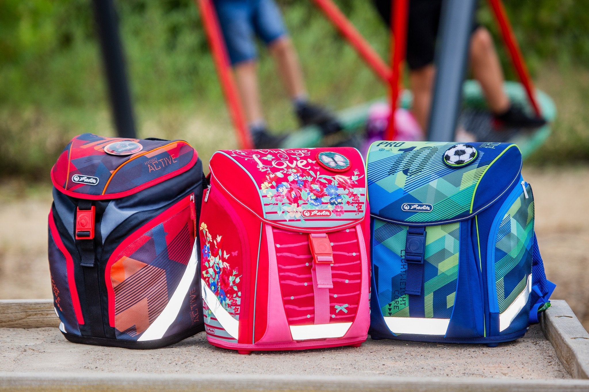 Herlitz Softlight Plus Stars&Strips Juego De Mochila Escolar Chica Poliéster Rosa, Rojo
