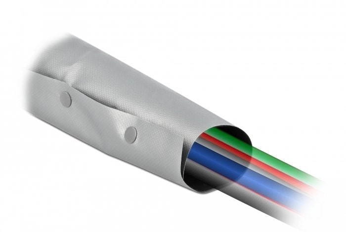 Delock Cableschutzschlauch Mit Knopfverschluss Hitzebeständig 2 M X 70 Mm Grau   Schwarz