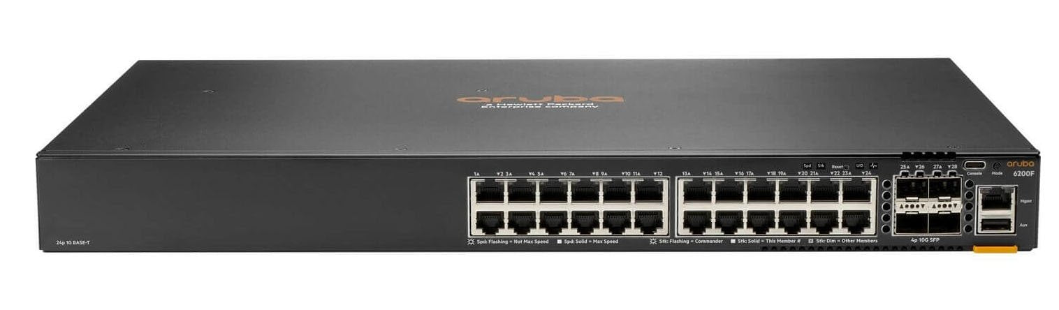 Switch Hpe Aruba 6200f 24g Class4 Poe 4sfp+ 370w  Conmutador Distancia Máx. De Apilamiento De 10 Km L3 Gestionado 24 X 10/100/1000 (Poe+) + 4 X 1 Gigabit / 10 Gigabit Sfp+ (Enlace Ascendente) Montaje En Rack Poe+ (370 W) Bto