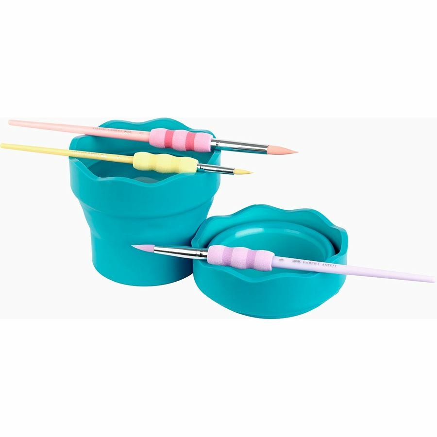 Faber-Castell Vaso De Agua Clic&Go Turquesa, Recipiente De Agua Turquesa
