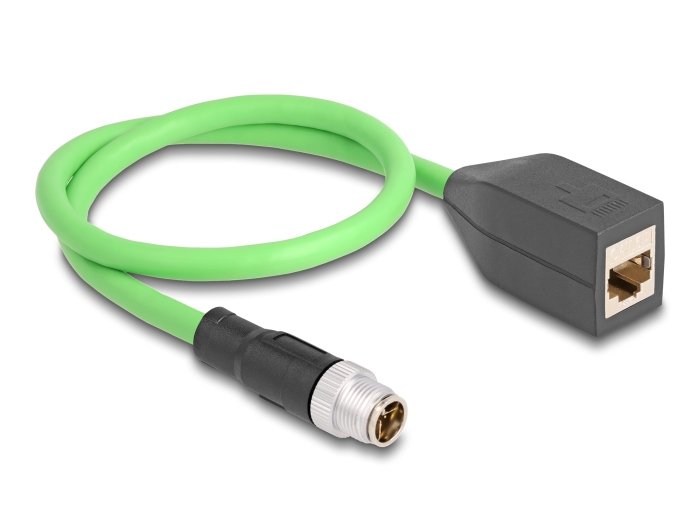 Delock 60572 Cable M12 Codificado X 8 Pin Macho A Rj45 Hembra Pur (Tpu) 0,5 M