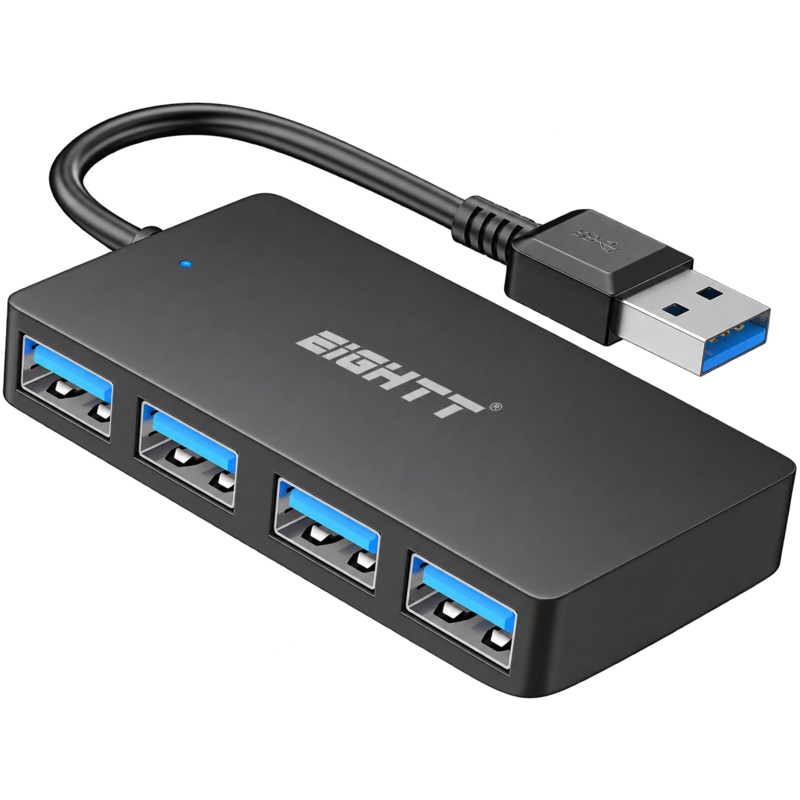 Eightt Hub 4 Puertos Usb-A A 4x Usb 3.0 De Alta Velocidad Negro