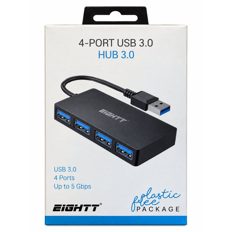 Eightt Hub 4 Puertos Usb-A A 4x Usb 3.0 De Alta Velocidad Negro