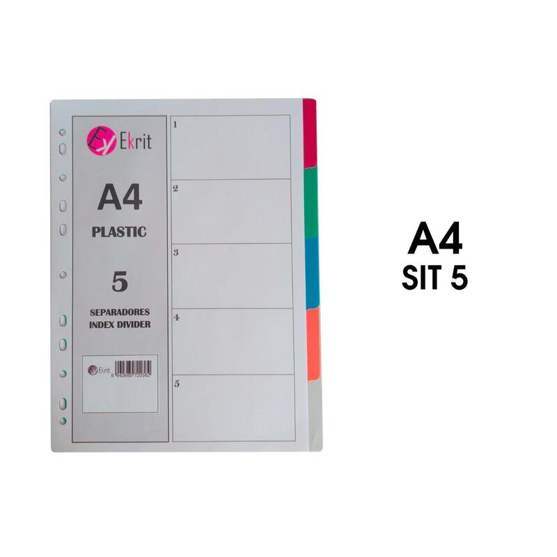 Ekrit Separadores Pp A4 11 Taladros 5 Colores