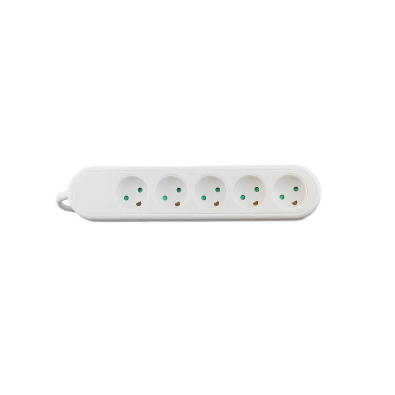El-StikdSe Med 5 Udtag  M/Jord, 3,0m Ledning, Hvid
