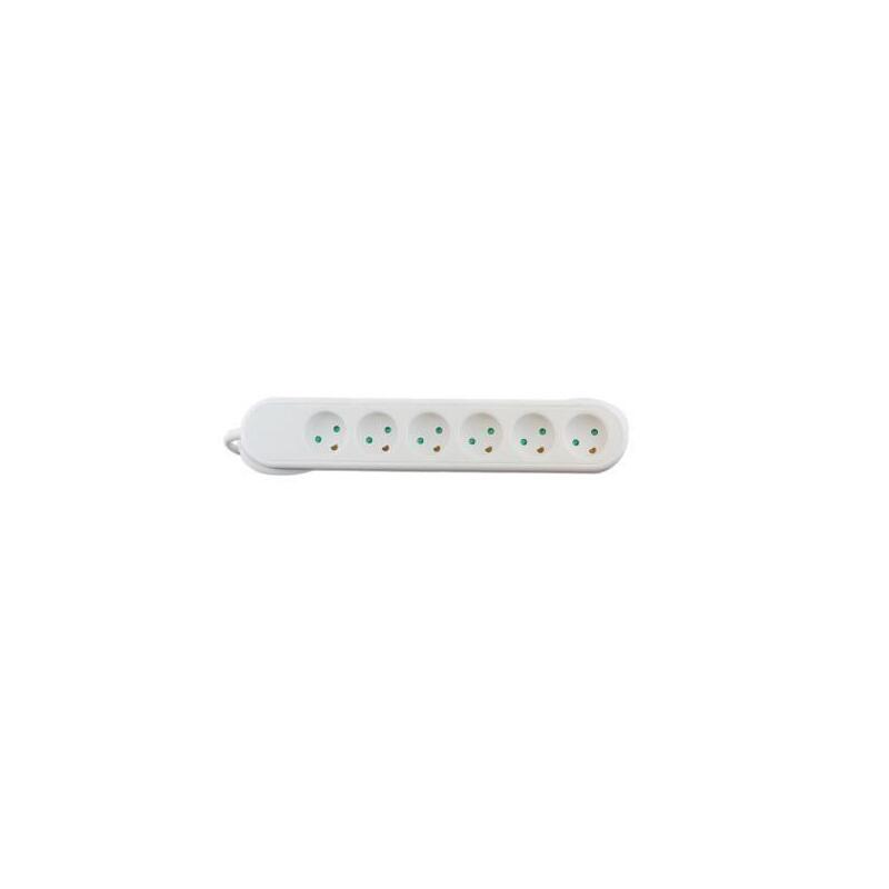 El-StikdSe Med 6 Udtag  M/Jord, 1,5m Ledning, Hvid