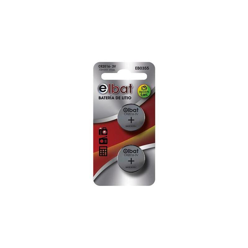 Elbat Pack De 2 Pilas Litio De Boton Cr2016 3v