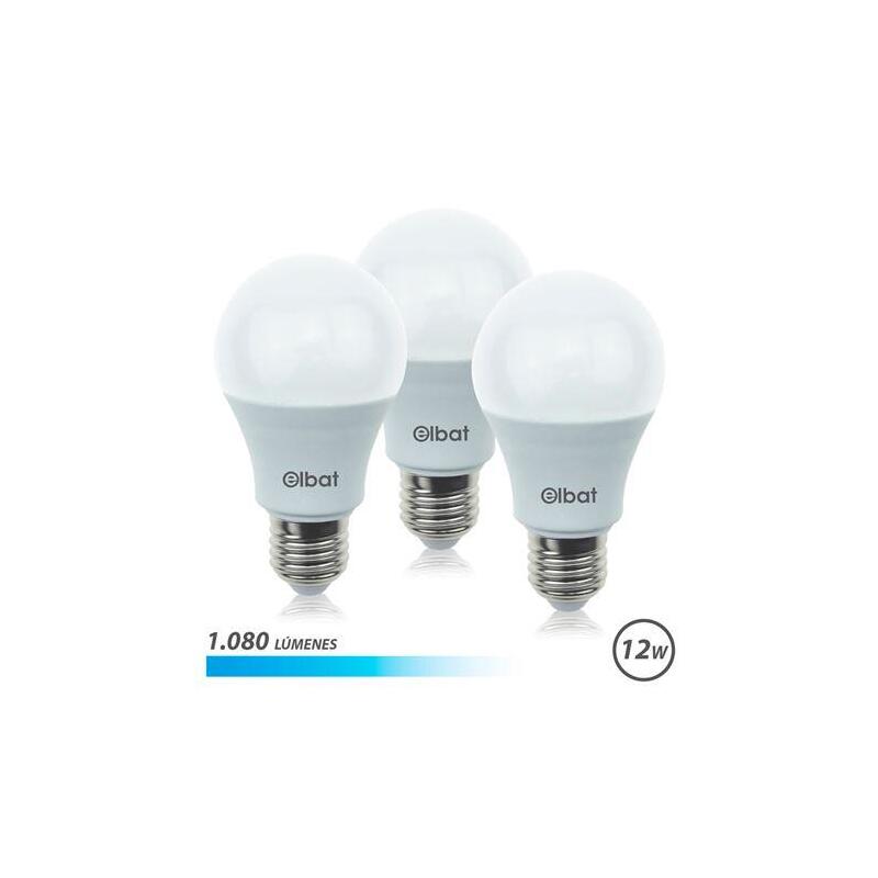 Elbat Pack De 3 Bombilla Led A60 De 12w - 1080lm - Base E27 - Luz Fria