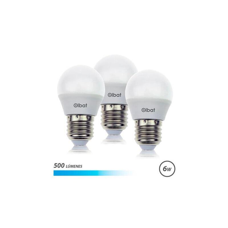 Elbat Pack De 3 Bombillas Led G45 De 6w - 500lm - Base E27 - Luz Fria