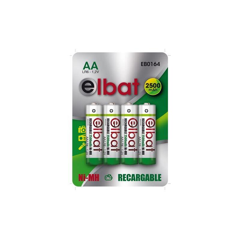 Elbat Pack De 4 Pilas Recargables Lr6 Aa 2500mah