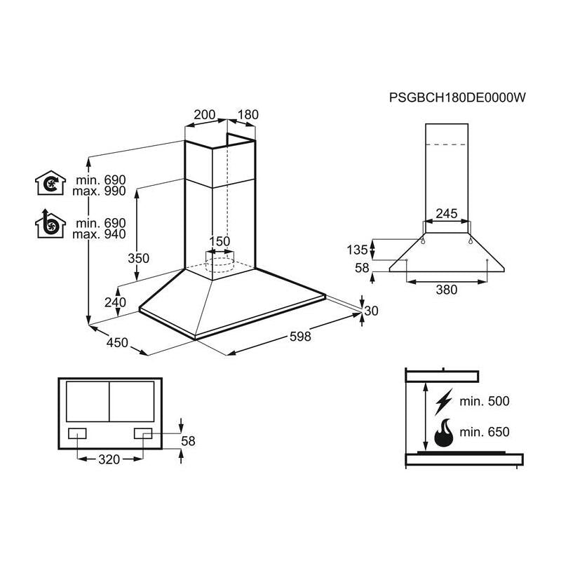 Electrolux Lfc316x Campana 420 M³/H De Pared Acero Inoxidable D