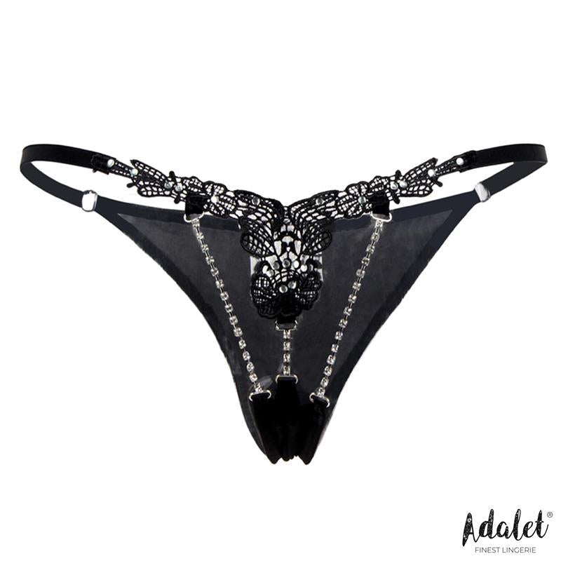 Emillie Tanga De Encaje Con Brillantes Talla (Interno):S/M