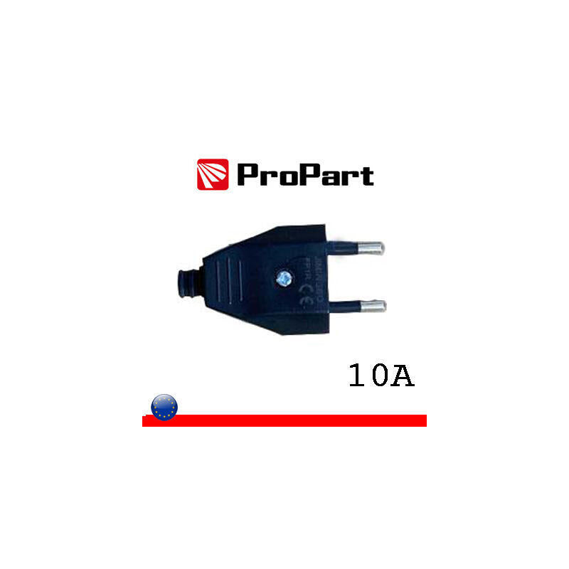 Enchufe 10a Esquinas Cuadradas De Polibag Negro