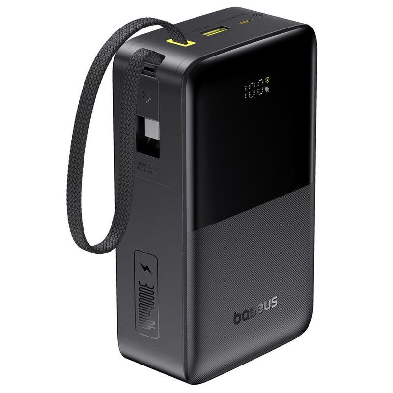 Enerfill Fc51 Bipow 2 Pro Digital Display Power Bank With Built-In Cable 30000mah 22.5w Cosmic Black