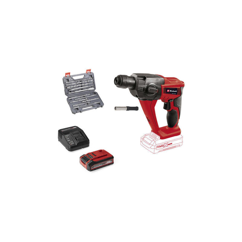 Einhell Power X-Change Akku-Bohrhammer Te-Hd 18 Li, 18 Volt (Rojo/Negro, Li-Ion Akku 4,0 Ah Plus, Mit Bohrer-Meissel-Set) 4326648