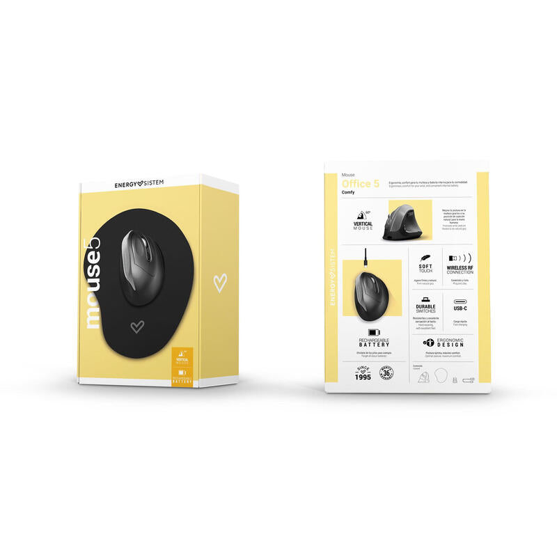 Energy Sistem Office Mouse 5 Comfy Ratón Inalámbrico Vertical 1600 Dpi