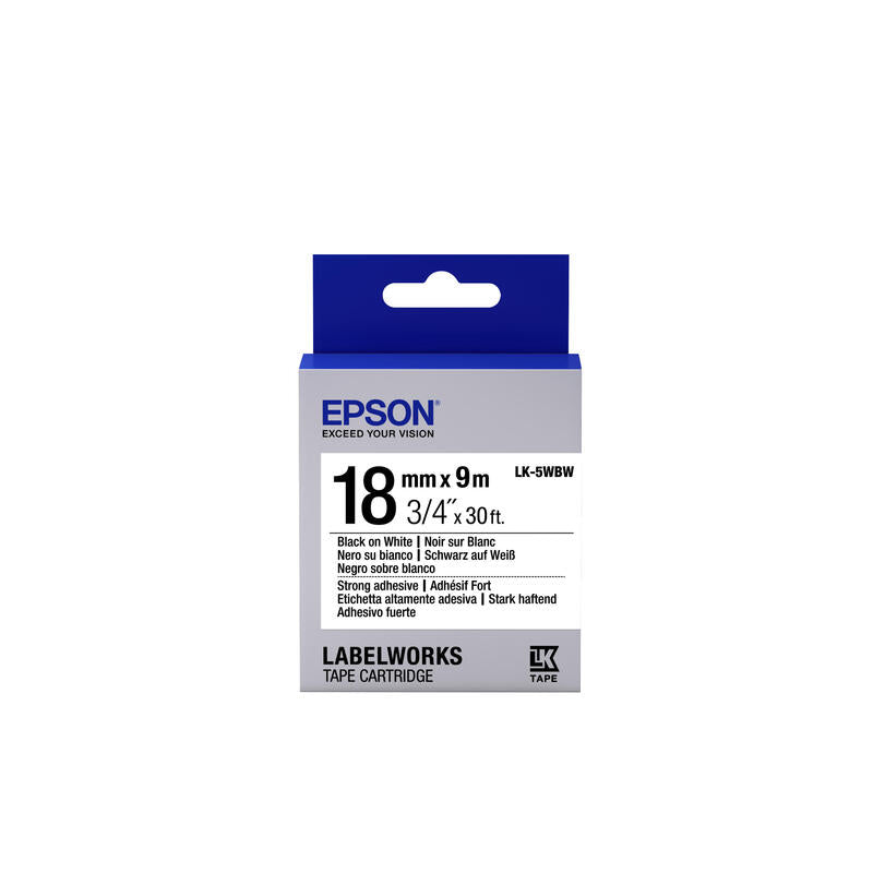 Epson Cinta Adhesiva Resistente - Lk-5wbw Cinta Adhesiva Resistente Negra/Blanca 18/9