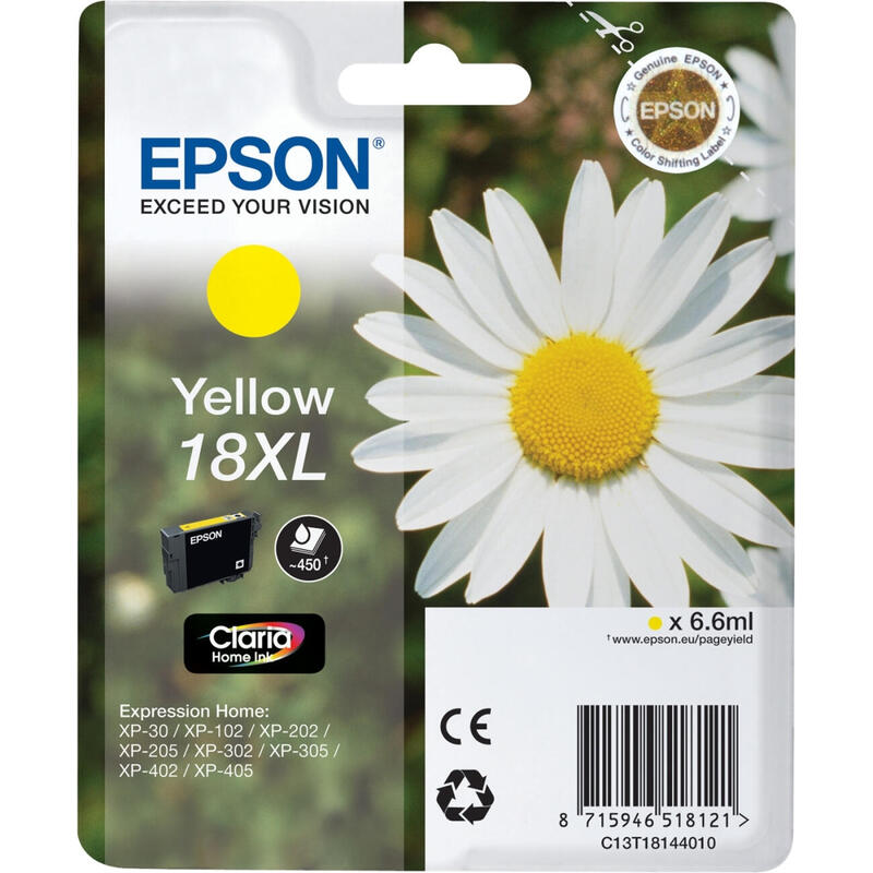 Epson Tinta Amarillo Expression Home Xp-102/205/215/305/405 - Nº18xl