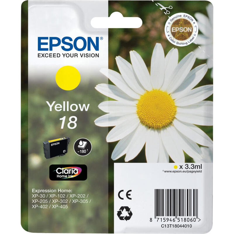 Epson Tinta Amarillo Expression Home Xp-102/205/305/405 - Nº18
