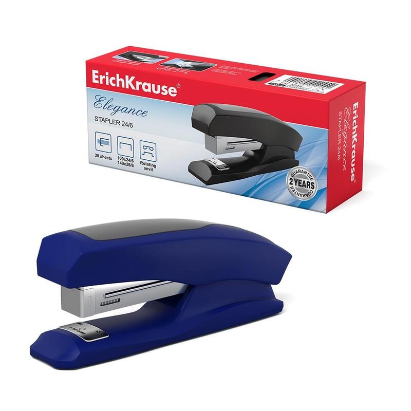 Erichkrause Grapadora Elegance Half-Strip - Resistente A Golpes - Mecanismo De Acero - 2 Tipos De Engrapado - Color Variado