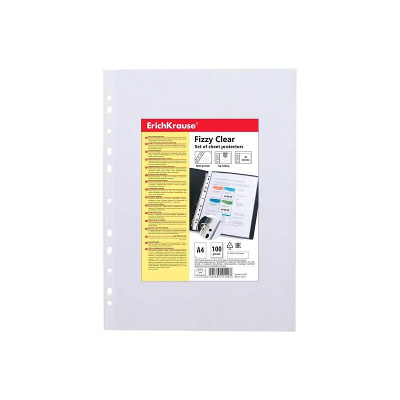 Erichkrause Pack De 100 Fundas Protectoras Fizzy Clear - 30cm - A4 - Transparente