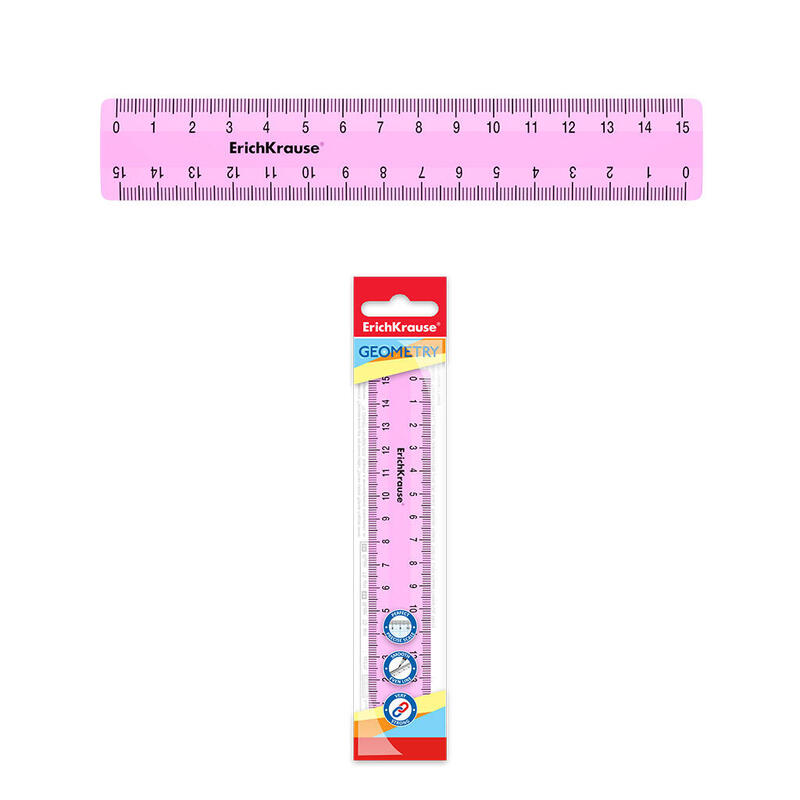 Erichkrause Regla Pastel - 15cm - Rosa - Bolsa De Polietileno