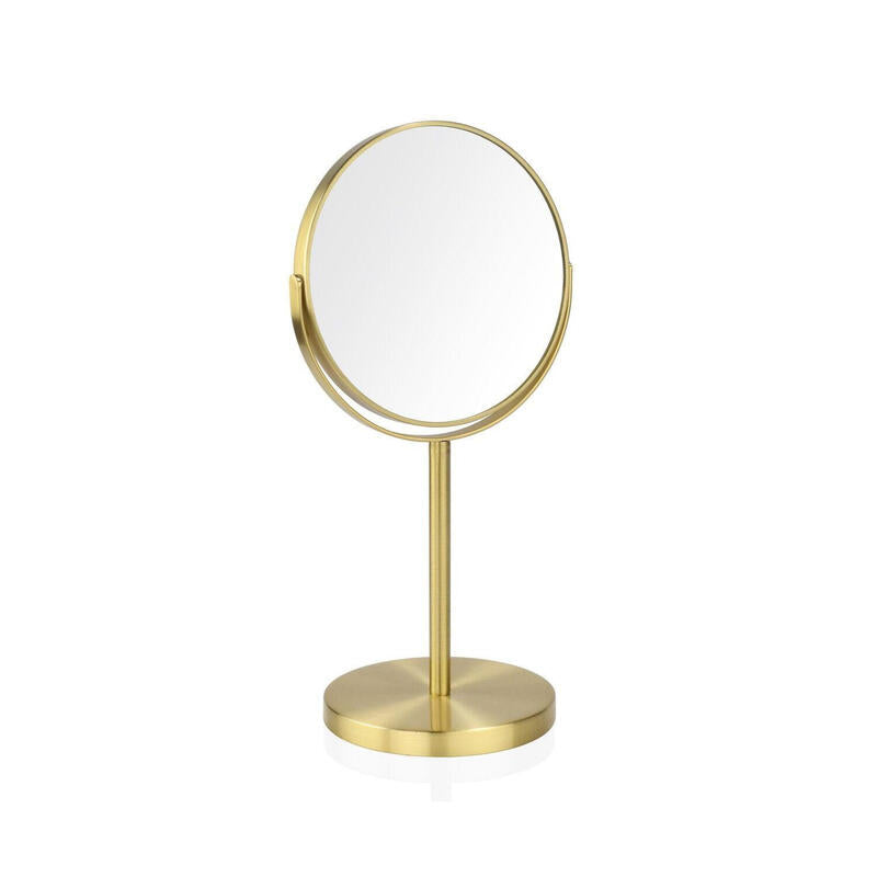 Espejo Redondo Pie Metal Dorado Ø17 Cm X5au
