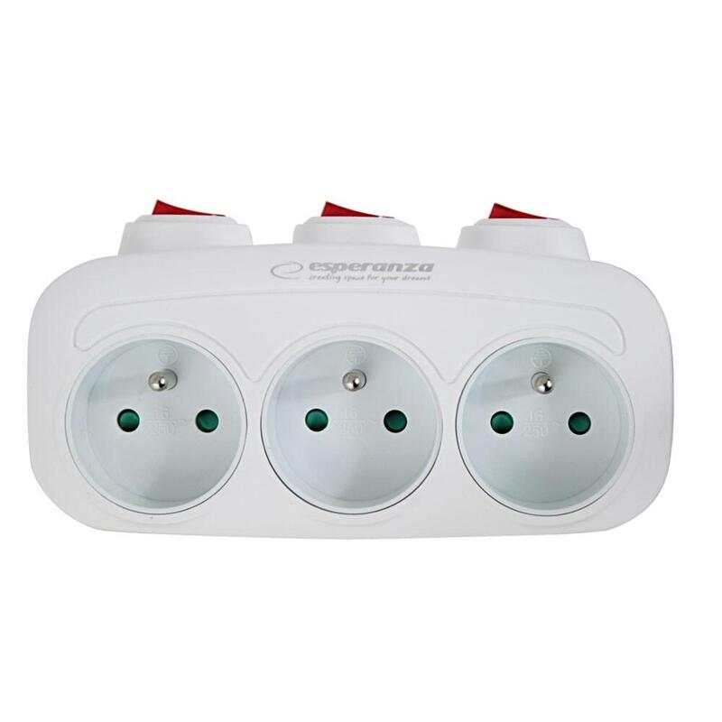Esperanza Elk307w Divisor Eléctrico Interruptor De 3 Tomas Blanco