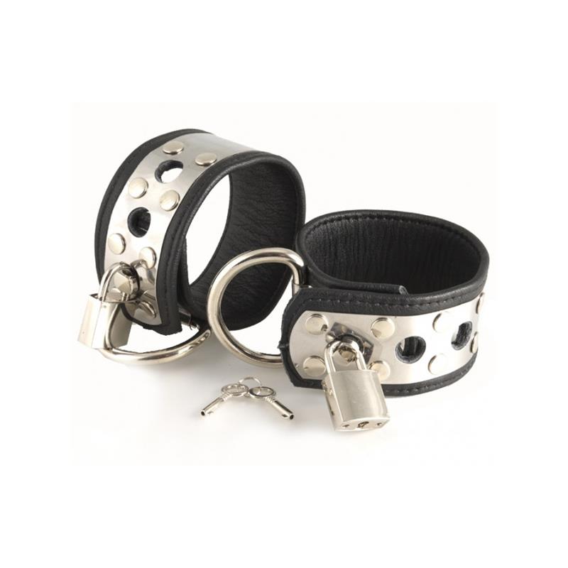 Esposas De Cuero Y Metal Ajustable