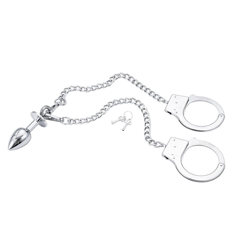 Esposas De Metal Con Cadena Y Plug Anal