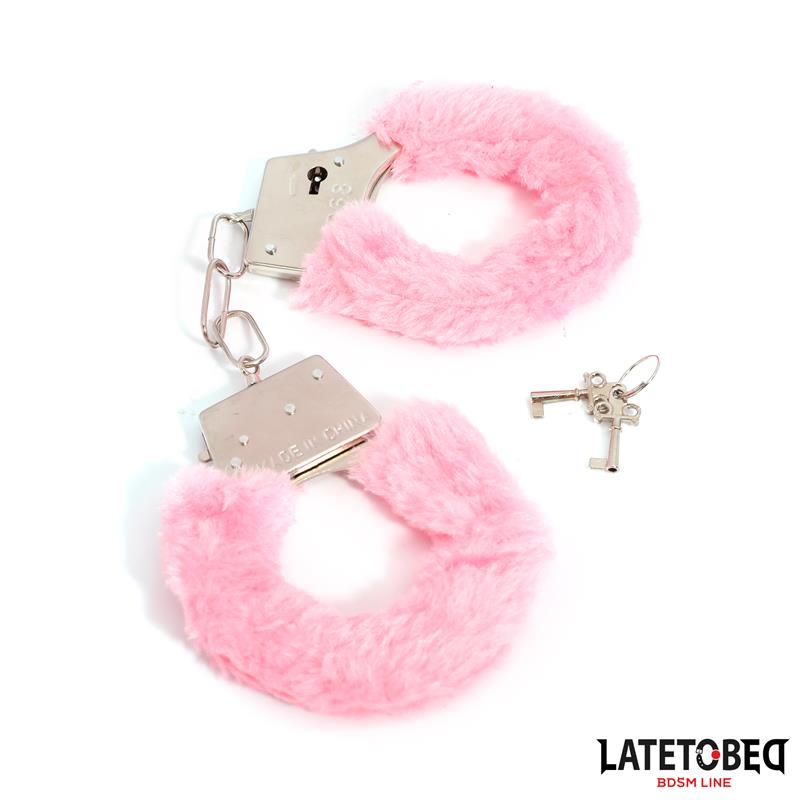 Esposas De Metal Furry Con Pelo Rosa