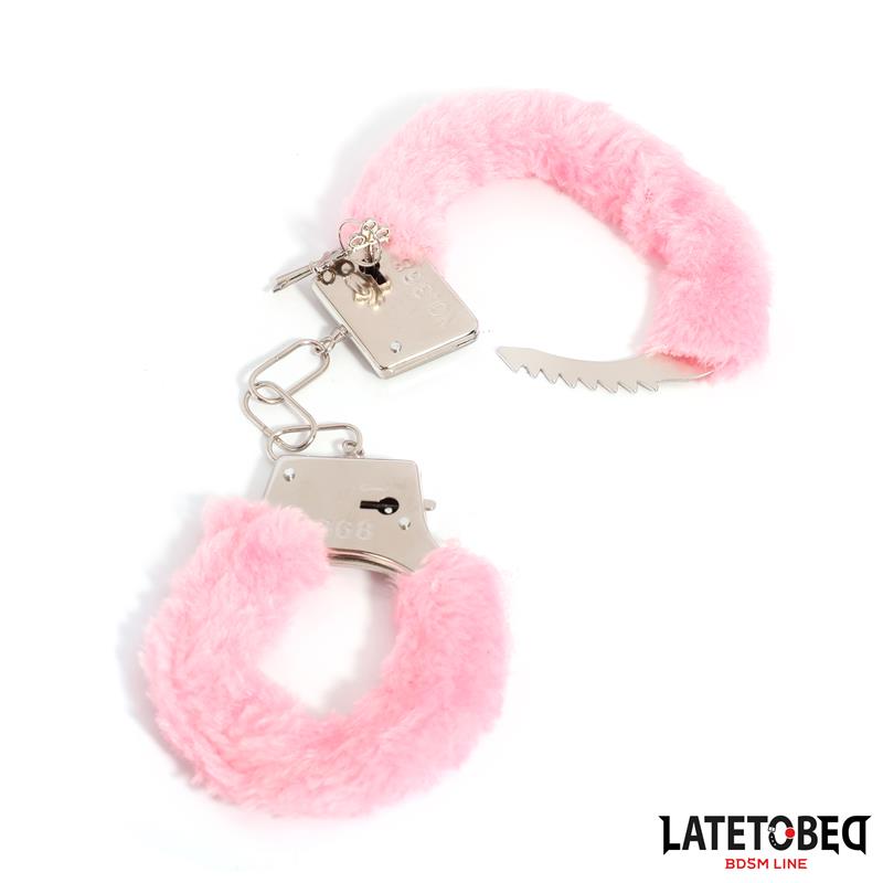 Esposas De Metal Furry Con Pelo Rosa