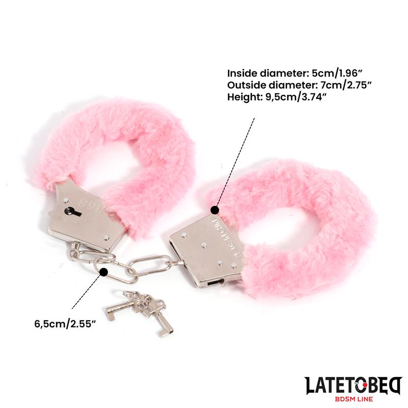 Esposas De Metal Furry Con Pelo Rosa
