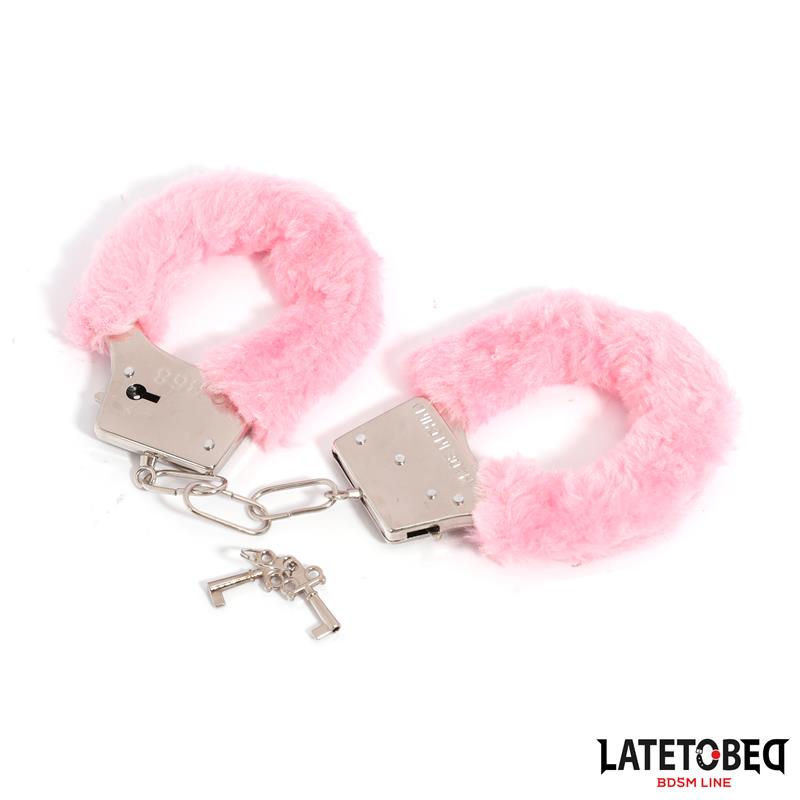 Esposas De Metal Furry Con Pelo Rosa