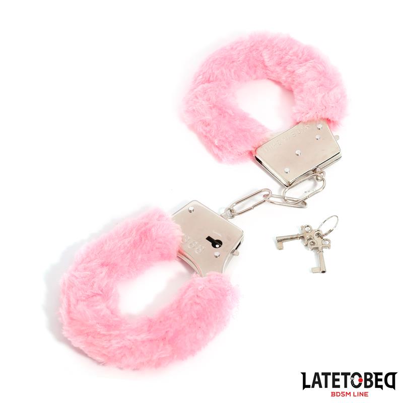 Esposas De Metal Furry Con Pelo Rosa