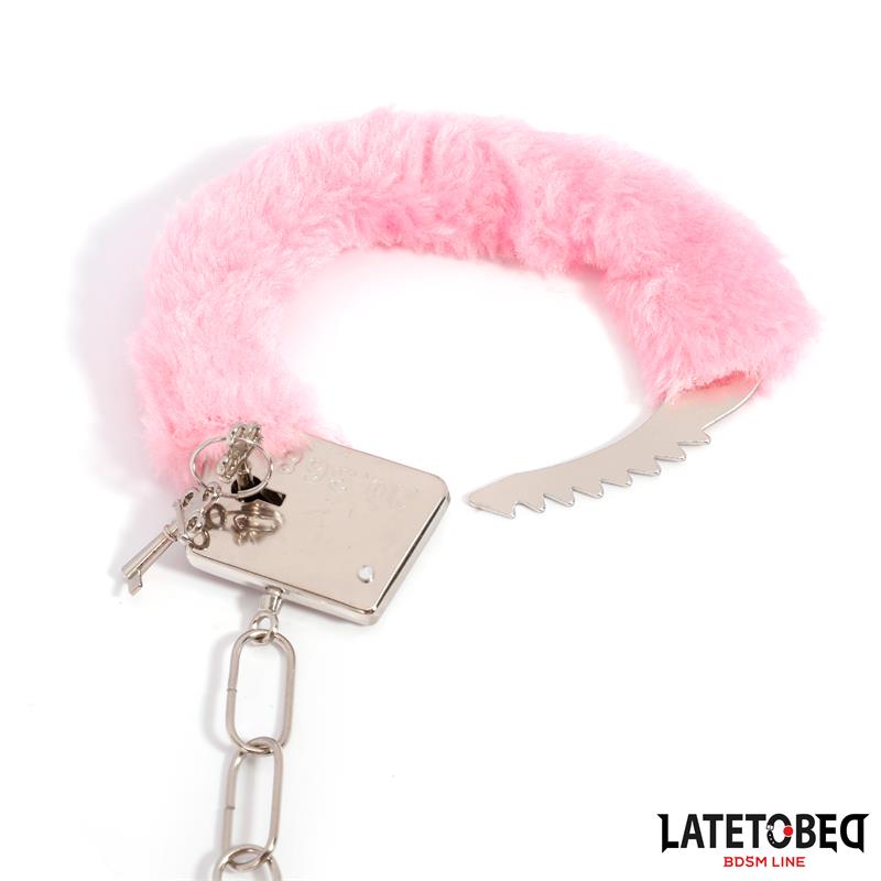 Esposas De Metal Furry Con Pelo Rosa